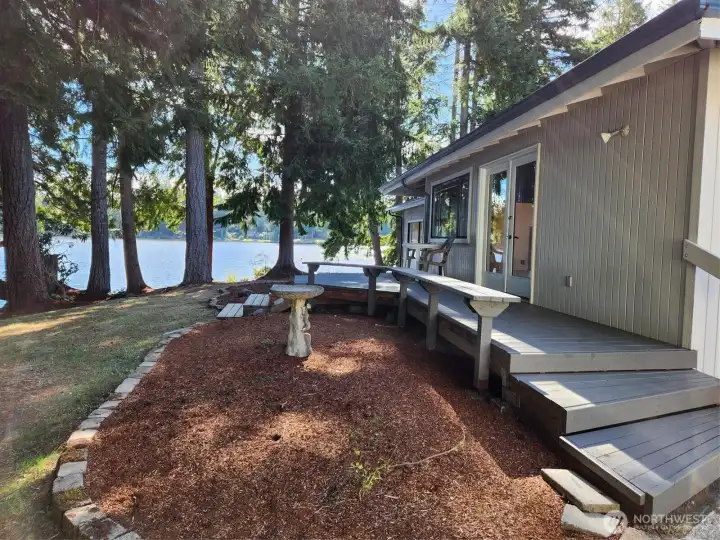 The east side deck is the entry to the home.