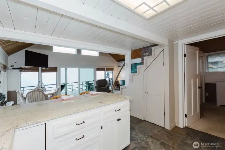 It was quite foggy this day but the deck view ran straight into the water.