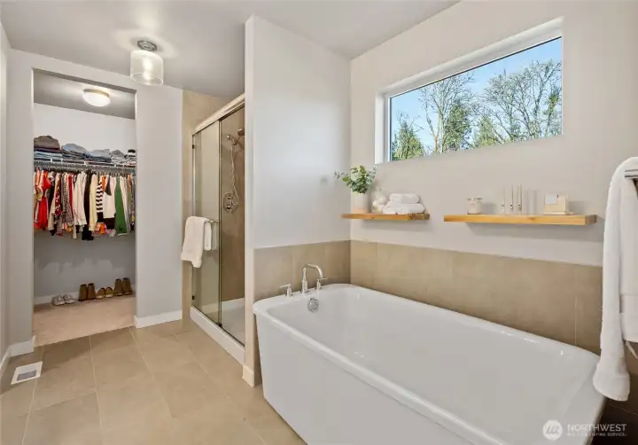 Primary Bathroom and Walk-in Closet