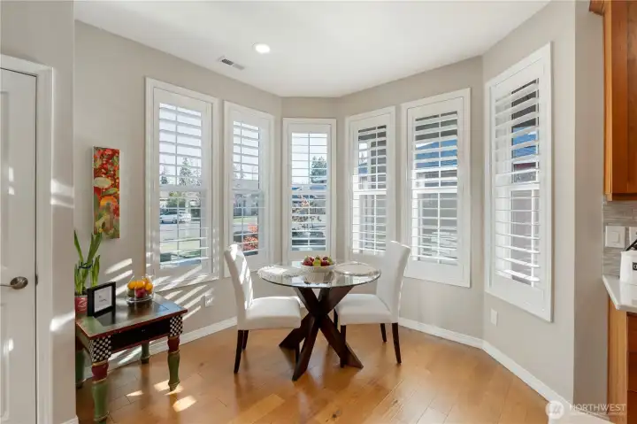 Great eat in kitchen with a view of Mt Rainier