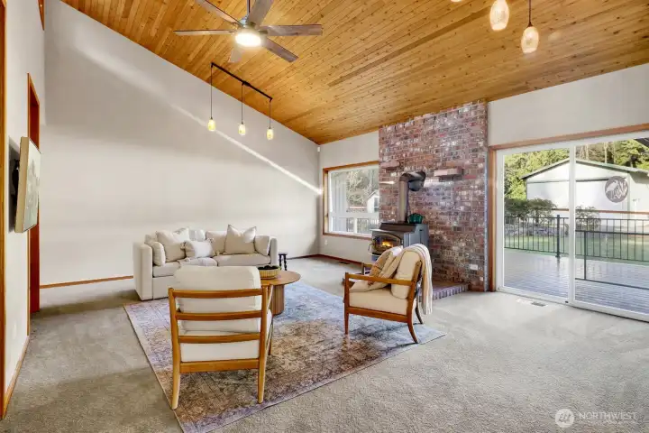 Living room with deck access.