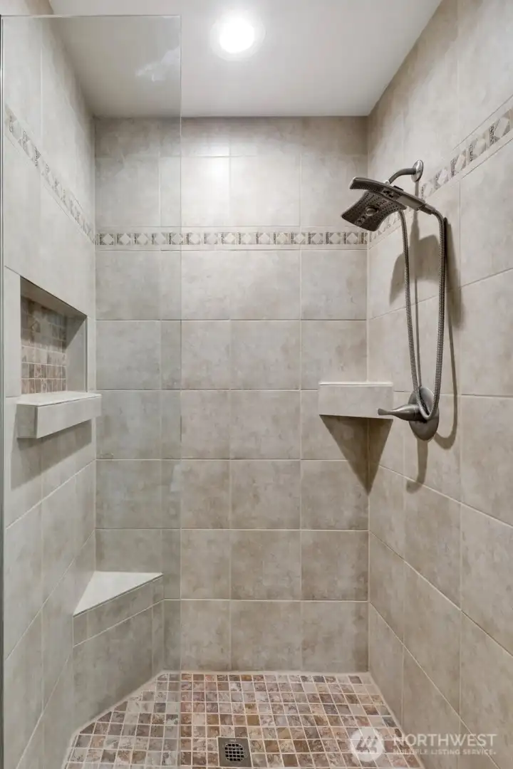 Primary bathroom walk in shower.