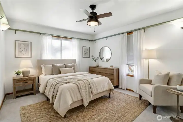 Secondary bedroom. Virtually staged.