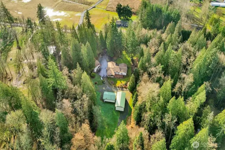 Aerial showing privacy from the natural surrounding.