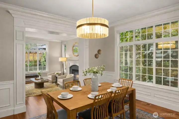 Another view of the lovely dining area with plenty of room to host dinner parties and family gatherings.