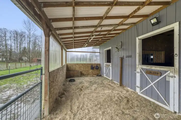 Back of garage with stalls