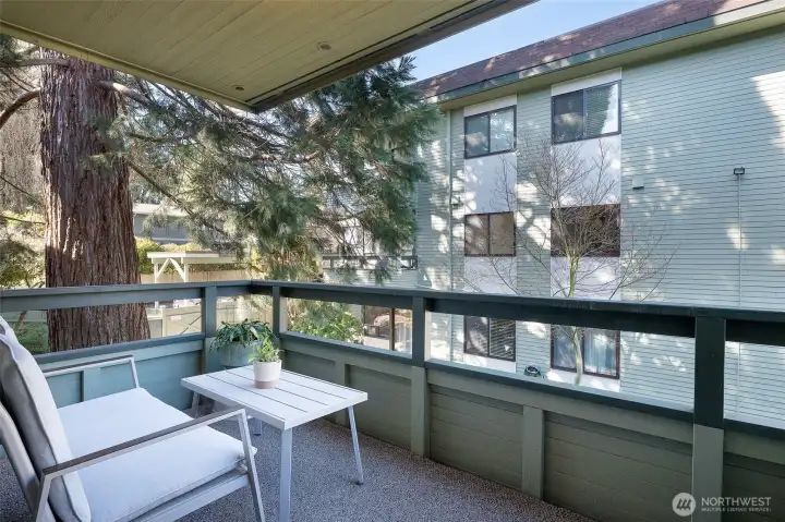 Nice sized covered balcony for year-round enjoyment. Sip coffee, watch the birds, and breathe in the fresh coastal air.