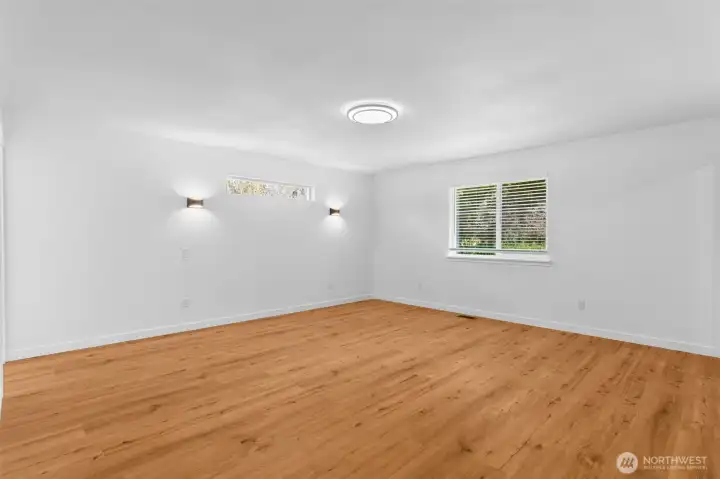 Primary bedroom with bedside lighting installed!