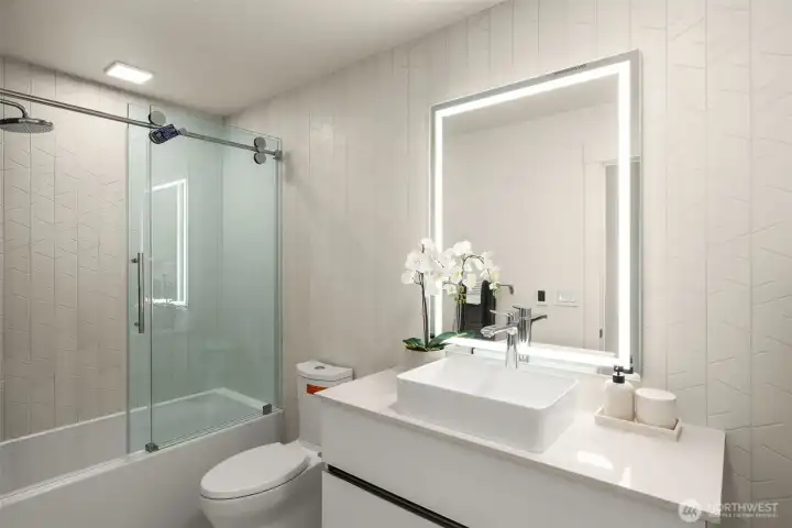 Guest bath with daylight mirror