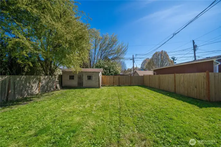 Fully fenced, leveled yard