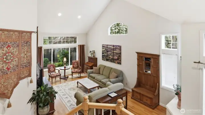 Standing on the 2nd floor landing while looking down onto the 1st floor.