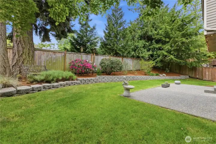 Large Backyard with Mature Landscaping and Garden Space