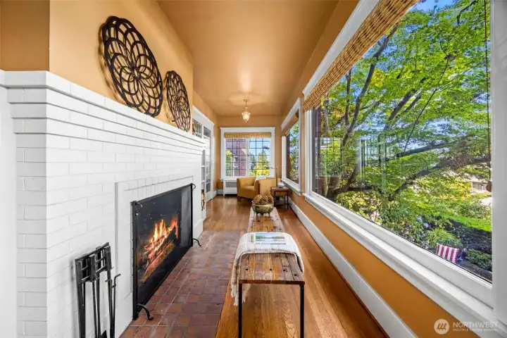 This sun-drenched sanctuary offers a peaceful retreat for morning coffee overlooking the gardens.