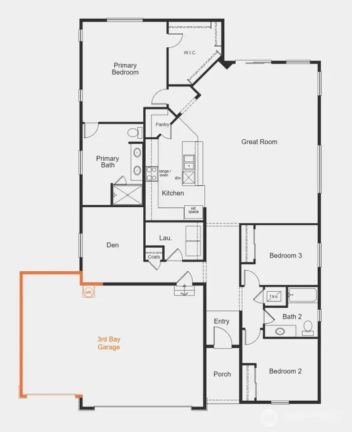 Floorplan + 3-car garage option