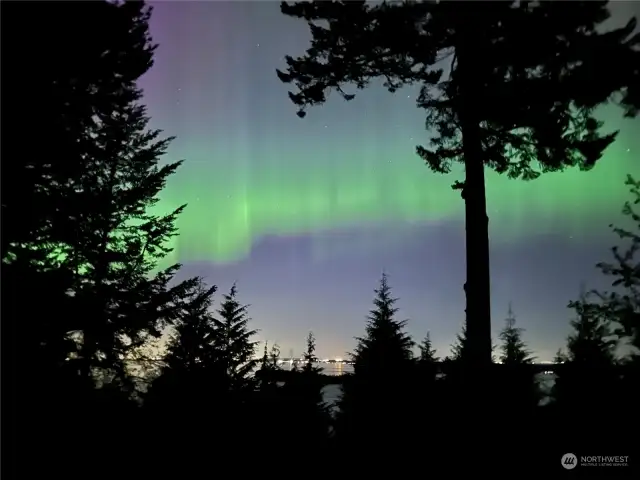 Northern lights gracefully illuminating the night sky, recently captured from the property.