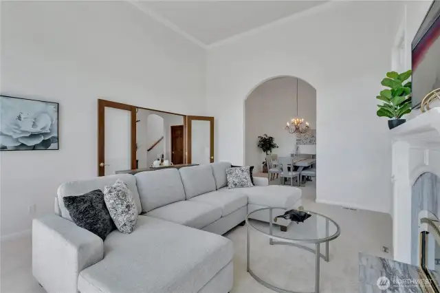 Living room with view to entry.