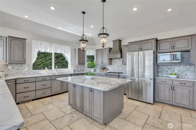 You can get everyone at your get together around the counters without using the dining tables.
