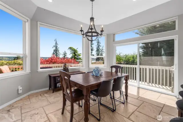 Informal dining room but what views. Slider to deck.