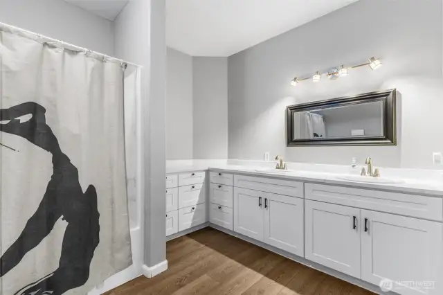 Spacious lower level bath.