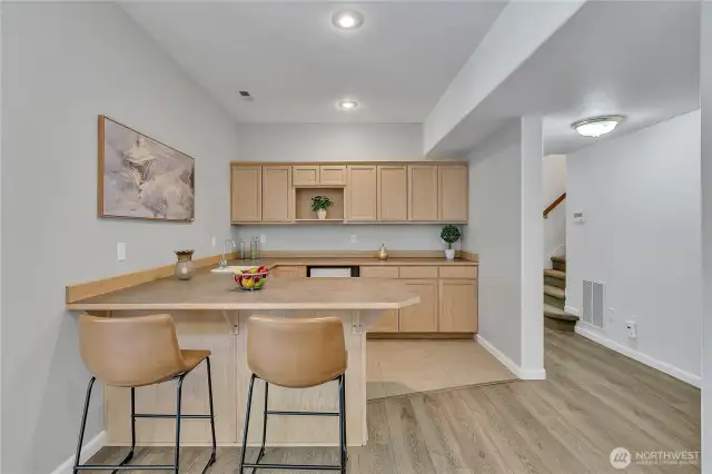 Wet bar off of the family room.