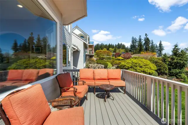 Deck off of kitchen/dining area.