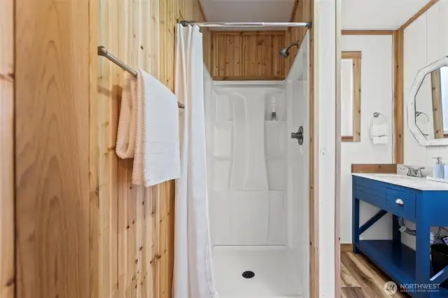 Completely and adorably remodeled downstairs 3/4 bath