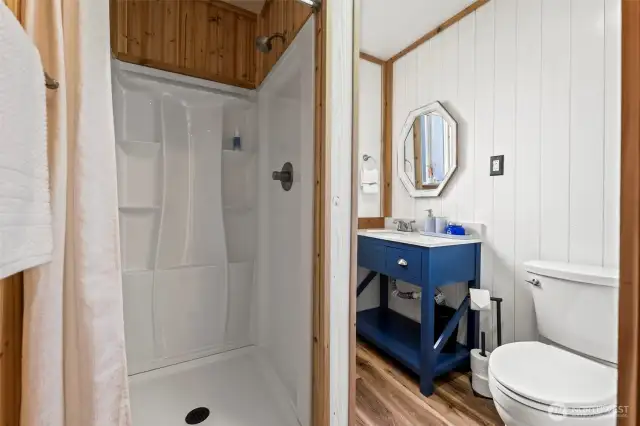 3/4 bathroom downstairs. Completely remodeled