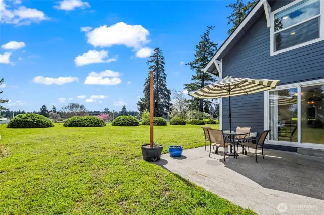 Adorable patio area overlooking the pastures