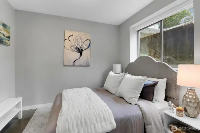 Good size 3rd bedroom located on entry level offers privacy for friends and family guests