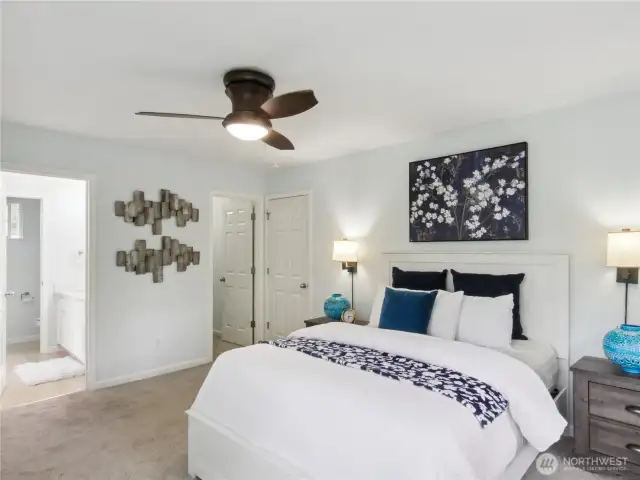 Spacious main bedroom with lots of light
