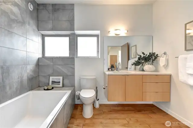 Even the bathroom has two windows!