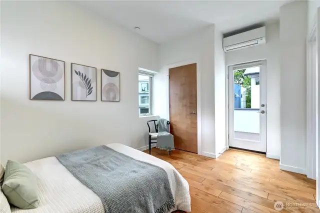 Upstairs second bedroom features its own mini-split A/C system and, of course, a private deck.