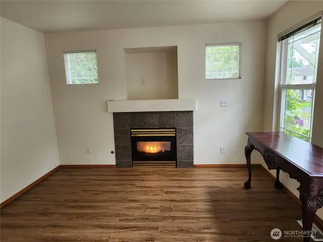Gas fireplace to keep you warm on chilly nights.