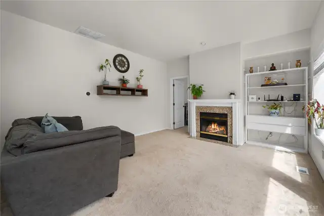 Family room with gas fireplace