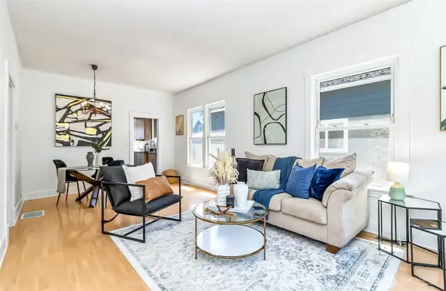 Spacious and open living/dining room.