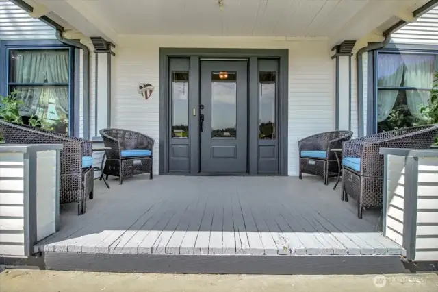The elegant front porch and entryway