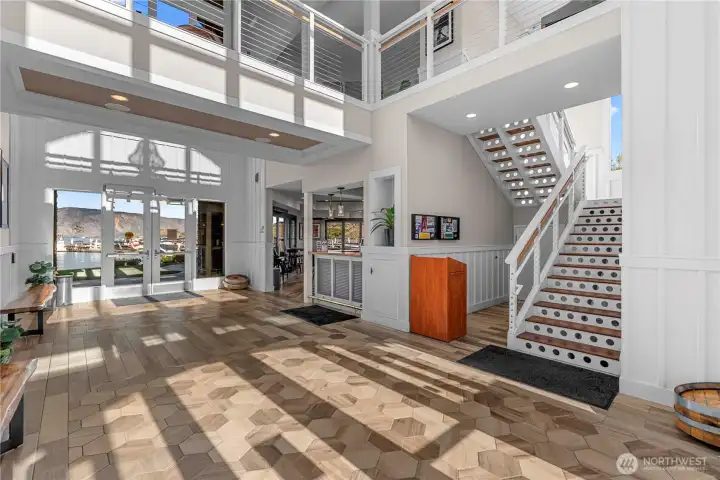 Ownership of a slip at Sunset Marina gives you 24/7 access to the clubhouse.  Note the nautical feel of the lobby.