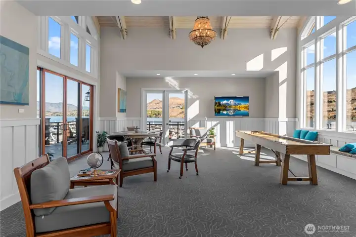 The upper level has a big game room with views in every direction.