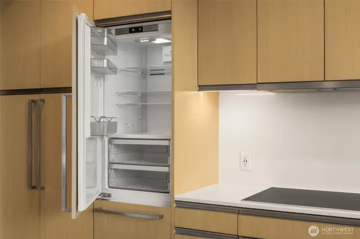 Stylish wood-paneled built-in appliances