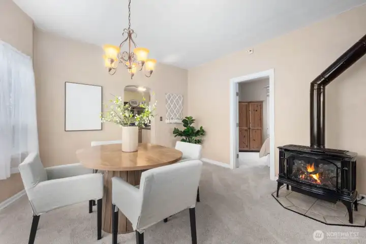 Bedroom or office is just off the dining area.