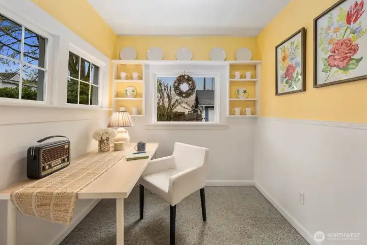 Pass through the kitchen to your delightful nook for home office, dining, or you decide!