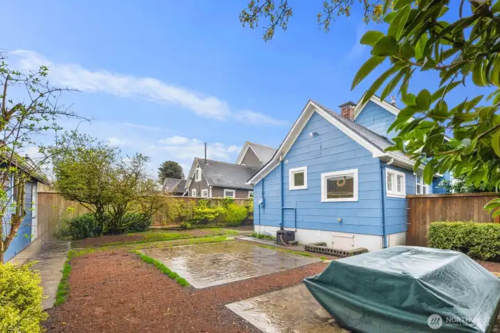 New grass has been professionally seeded by landscaper to create a beautiful lawn for the next owner.