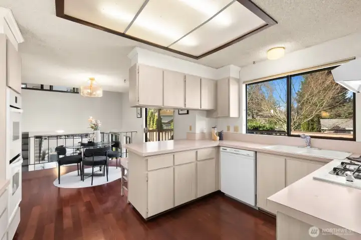 Kitchen features double ovens!