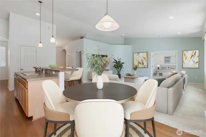 Dining space virtually staged