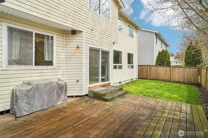 Back yard with large deck