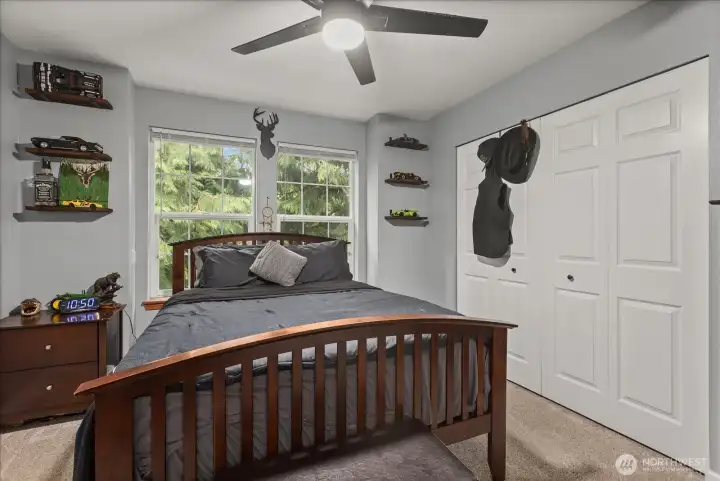 Well-sized bedroom with ample closet space and flexibility.
