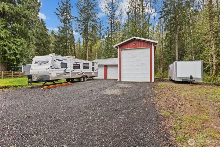 Ample space for RV parking plus a detached shop for additional storage or hobbies.