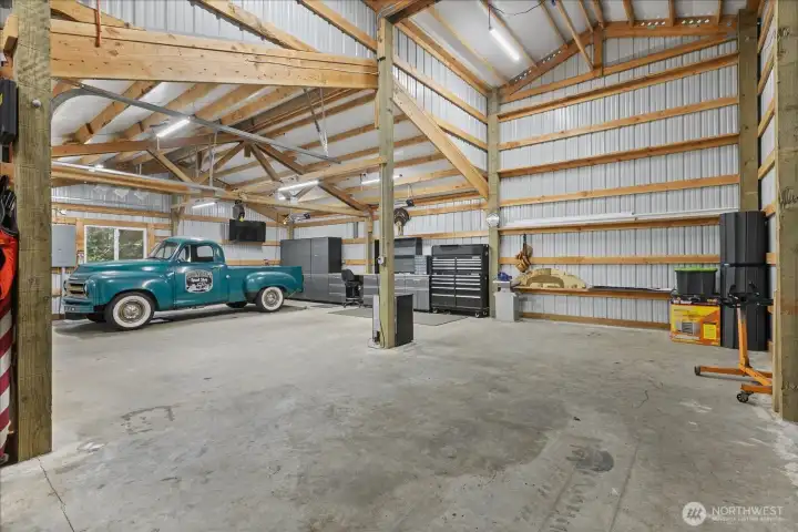 Expansive shop space designed for versatility—ideal for projects, storage, or recreational use.