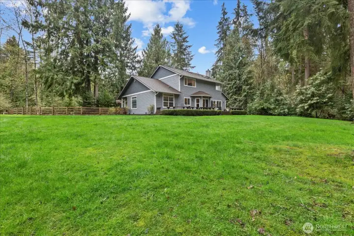 Expansive backyard with room to roam, play, or entertain.