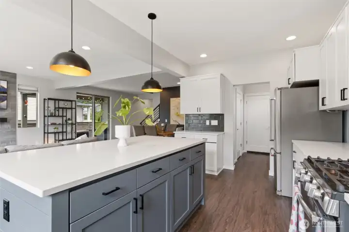 Doors on the right lead to the garage and the pantry